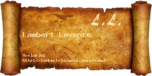 Lambert Levente névjegykártya